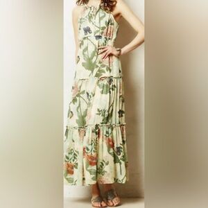 Maeve Anthropologie Maravilla Tiered Floral Maxi Dress